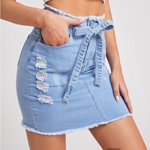 Distressed Denim Skirt